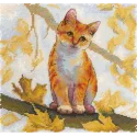 Cross stitch kit "Fluffy ginger cat" 19x19 cm SNV-908
