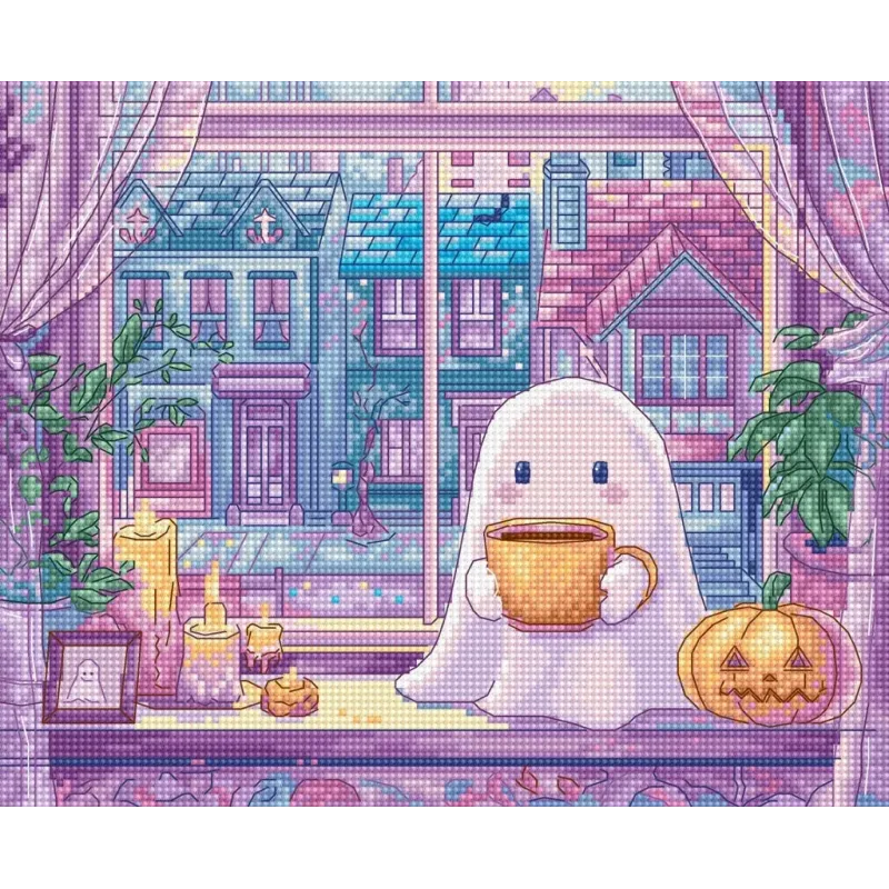 Kit point de croix "Pumpkin Latte Nights" 20x17 cm SLETIL9962