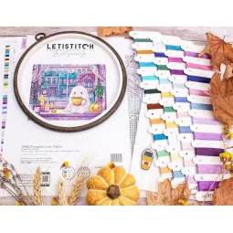 Cross stitch kit "Pumpkin Latte Nights" 20x17 cm SLETIL9962