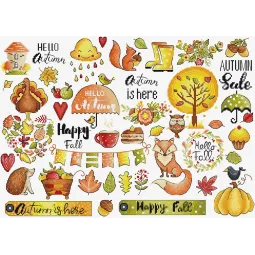 Kit de point de croix Sampler Automne 38x27cm SLETIL8221