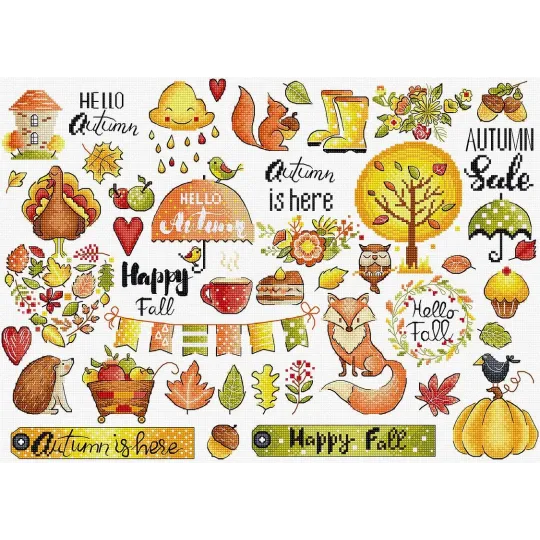 Kit de point de croix Sampler Automne 38x27cm SLETIL8221