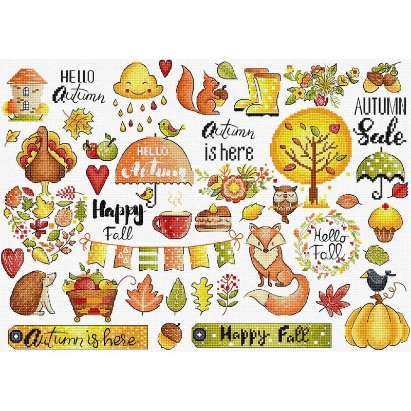 Kit de point de croix Sampler Automne 38x27cm SLETIL8221
