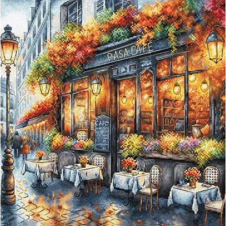 Café en Automne - Kit de Point de Croix AVA-P051