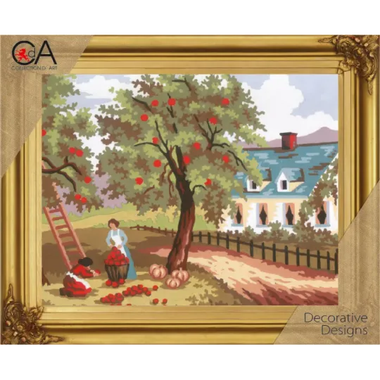 Gobelin-Set mit bedruckter Leinwand 22x30 Herbstszene CDA6187K