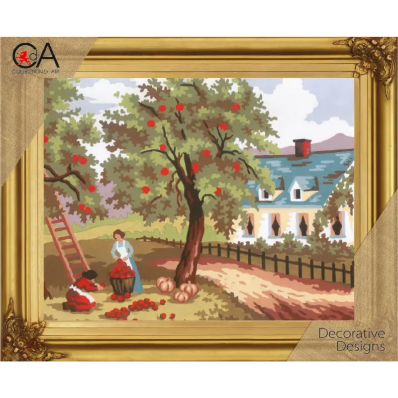 Gobelin-Set mit bedruckter Leinwand 22x30 Herbstszene CDA6187K