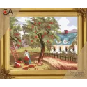 Siuvinėjimo rinkinys su spausdinta drobė 22x30 Rudens scena CDA6187K
