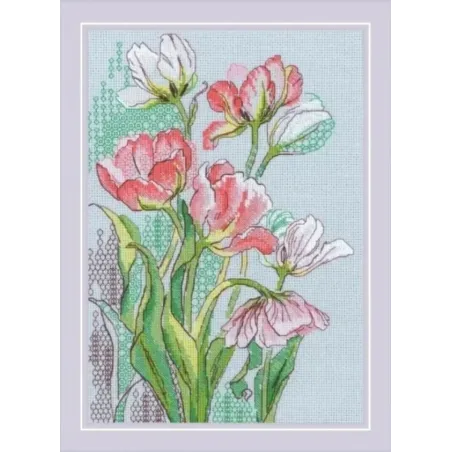 Kit de point de croix "Tulipes Gracieuses" 21x30 cm SR2354