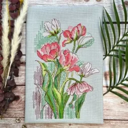 Kit de point de croix "Tulipes Gracieuses" 21x30 cm SR2354