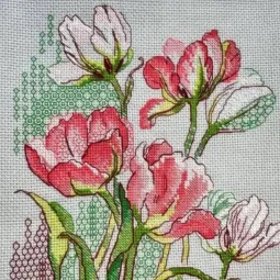 Kit de point de croix "Tulipes Gracieuses" 21x30 cm SR2354