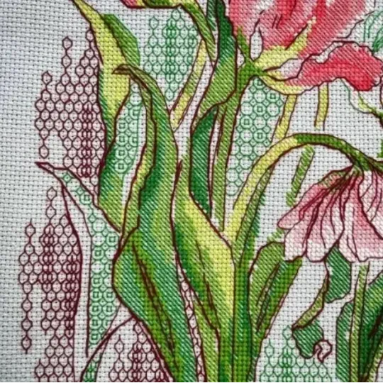 Kit de point de croix "Tulipes Gracieuses" 21x30 cm SR2354
