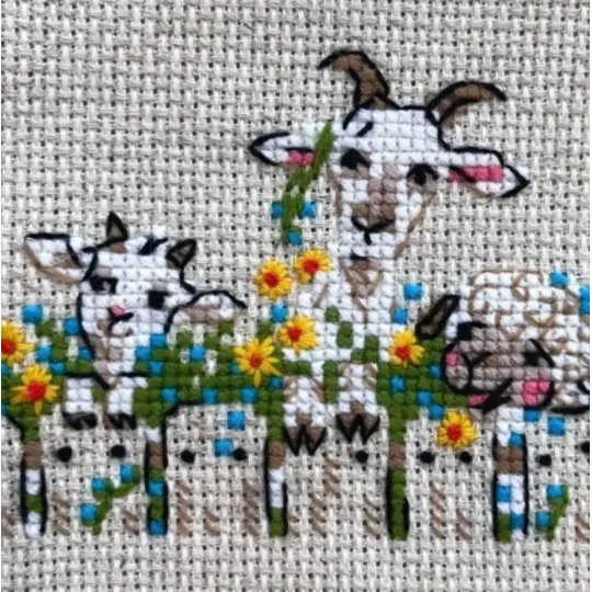 Kit de point de croix "Discussion de groupe du village" 24 x 8 cm SR2352