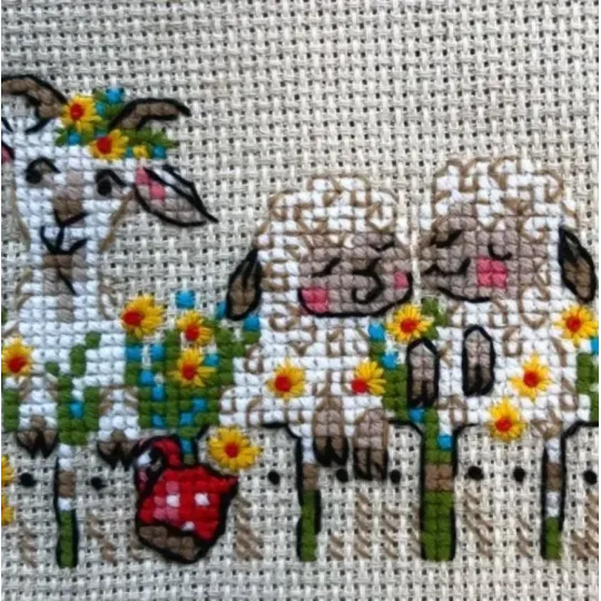Kit de point de croix "Discussion de groupe du village" 24 x 8 cm SR2352