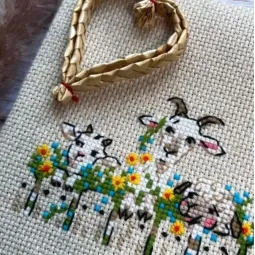 Kit de point de croix "Discussion de groupe du village" 24 x 8 cm SR2352