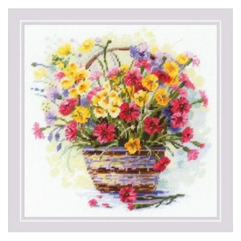 Kit de point de croix "Été Fleuri" 25x25 cm SR2366