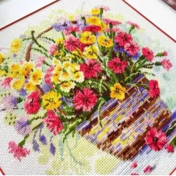 Kit de point de croix "Été Fleuri" 25x25 cm SR2366