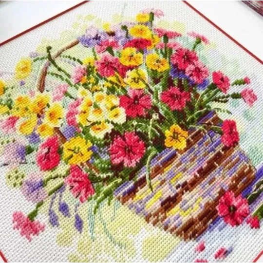 Kit de point de croix "Été Fleuri" 25x25 cm SR2366