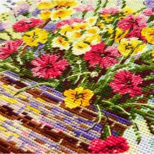 Siuvinėjimo kryželiu rinkinys "Žydinti vasara" 25x25 cm SR2366