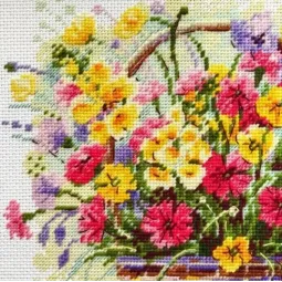 Kit de point de croix "Été Fleuri" 25x25 cm SR2366