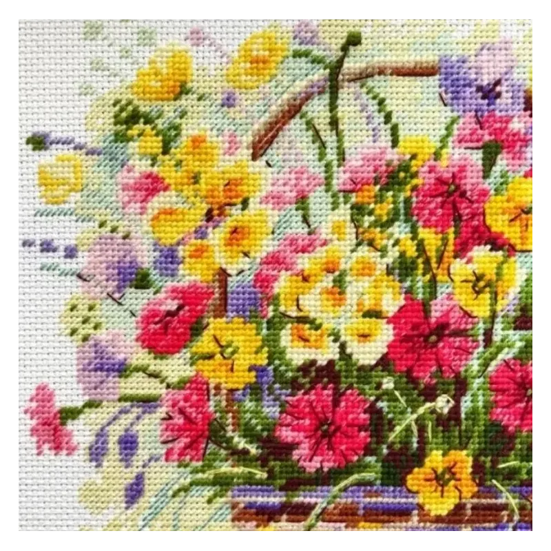 Kit de point de croix "Été Fleuri" 25x25 cm SR2366
