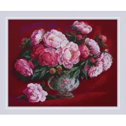 Kit de point de croix "Pivoines luxueuses" 50x40 cm SR2345