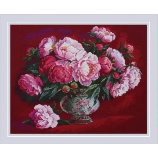 Kreuzstich-Set "Luxuriöse Pfingstrosen" 50x40 cm SR2345