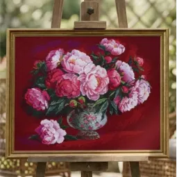 Набор для вышивания крестиком "Роскошные Пионы" 50x40 см SR2345