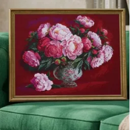 Kit de point de croix "Pivoines luxueuses" 50x40 cm SR2345