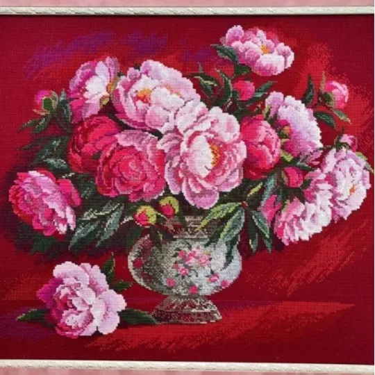 Kit de point de croix "Pivoines luxueuses" 50x40 cm SR2345