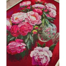 Kit de point de croix "Pivoines luxueuses" 50x40 cm SR2345