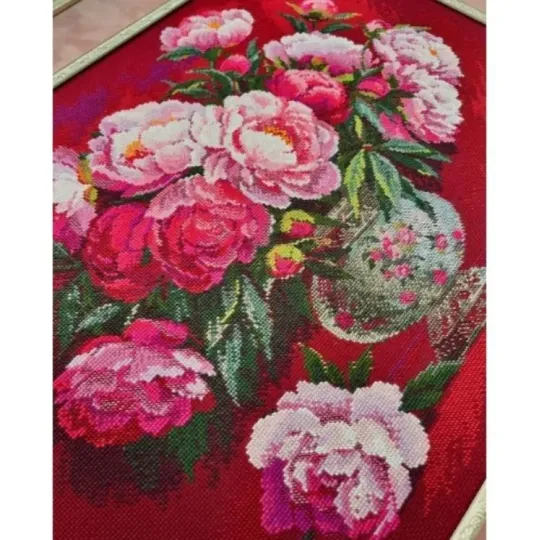 Kit de point de croix "Pivoines luxueuses" 50x40 cm SR2345