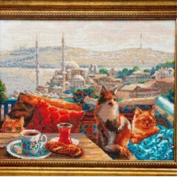 Kit point de croix "Chats d'Istanbul" 40x30 cm SR2342