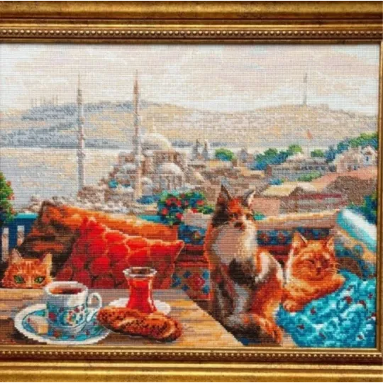 Kit point de croix "Chats d'Istanbul" 40x30 cm SR2342