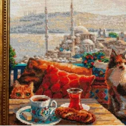 Kit point de croix "Chats d'Istanbul" 40x30 cm SR2342