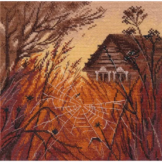 Набор для вышивания крестиком "Пейзаж с паутиной" 18×18 см S1667