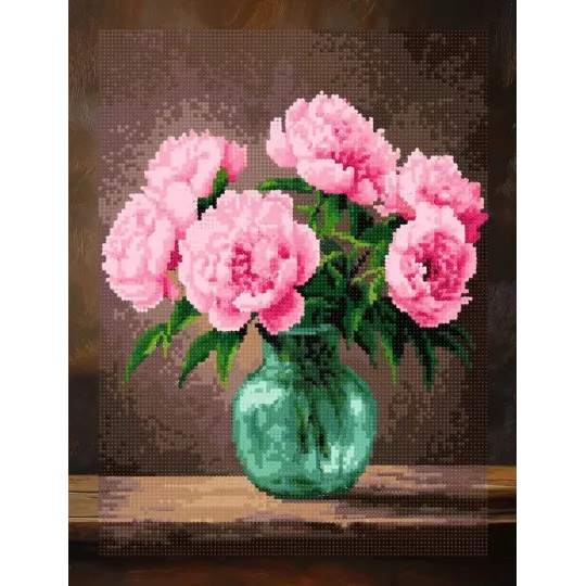 Deimantinio mozaikos rinkinys su porėmiu "Bijūnai" 30x40 cm VA899