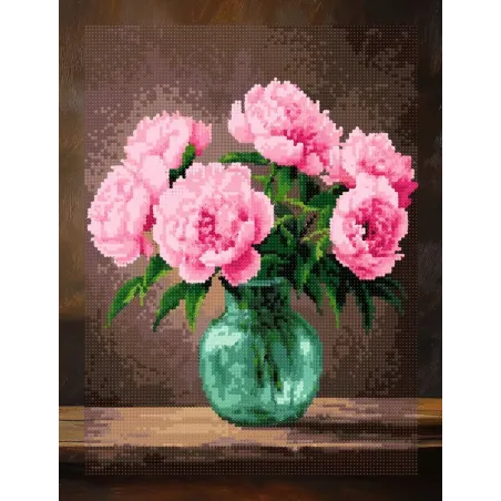 Deimantinio mozaikos rinkinys su porėmiu "Bijūnai" 30x40 cm VA899