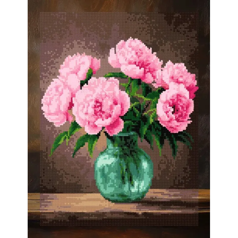 Diamond Painting kit with subframe "Peonies" 30x40 cm VA899