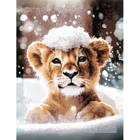 Kit de peinture diamant avec sous-cadre "Lionceau" 30x40 cm VA901