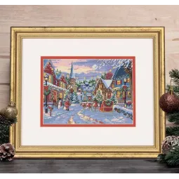 Point de croix compté "La Livraison du Père Noël" 13 x 18 cm DIM15043