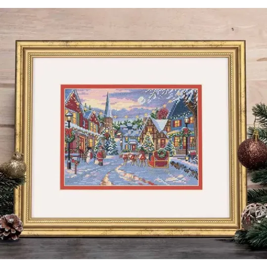 Point de croix compté "La Livraison du Père Noël" 13 x 18 cm DIM15043