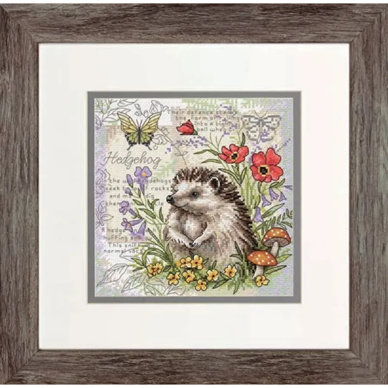 Petite Point de croix "Hérisson de Printemps" 15x15 cm DIM15028