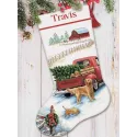 Chaussette de point de croix "Chaussette promenade hivernale" DIM15040