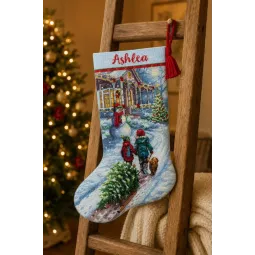 Siuvinėjimo kryželiu rinkinys. Kalėdinė tradicija kojinė 40,6 cm D70-08995