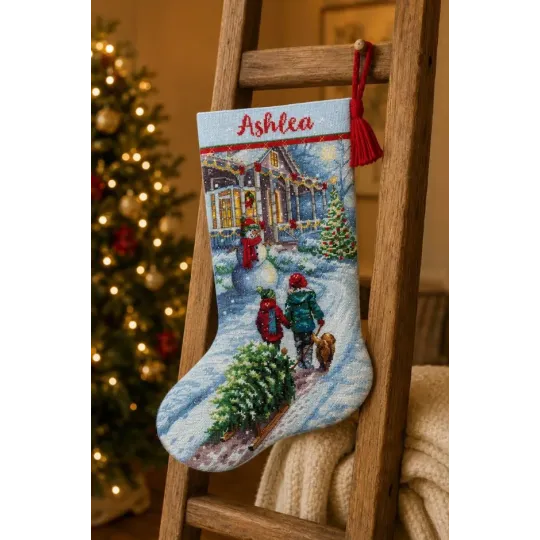 Siuvinėjimo kryželiu rinkinys. Kalėdinė tradicija kojinė 40,6 cm D70-08995