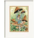 Petite Broderie au point de croix "Fée Champignon" 13 x 18 cm DIM15086