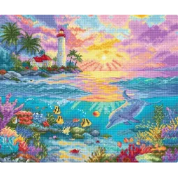Набор для вышивания крестиком "Рай дельфинов" 29x24 см LI59-00