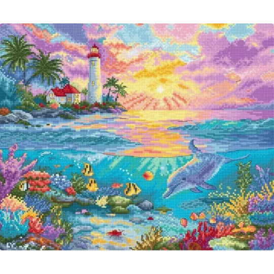 Набор для вышивания крестиком "Рай дельфинов" 29x24 см LI59-00