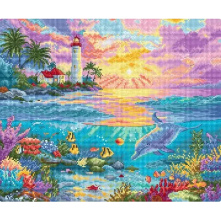 Набор для вышивания крестиком "Рай дельфинов" 29x24 см LI59-00
