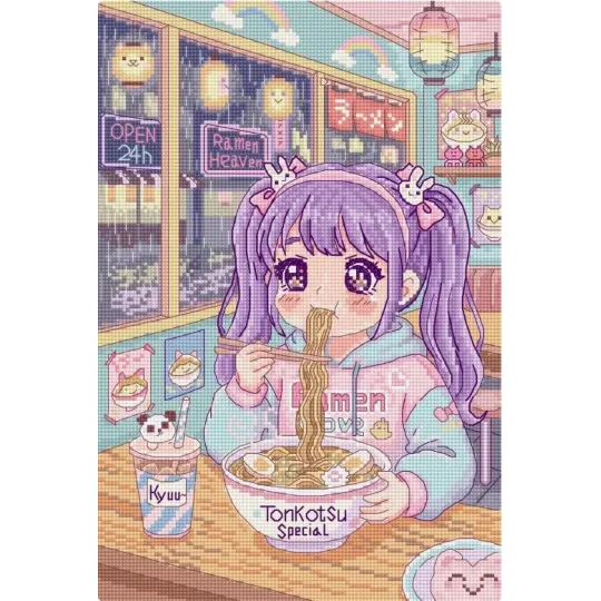 Kit point de croix "Ramen Day" 18x27 cm L10-016