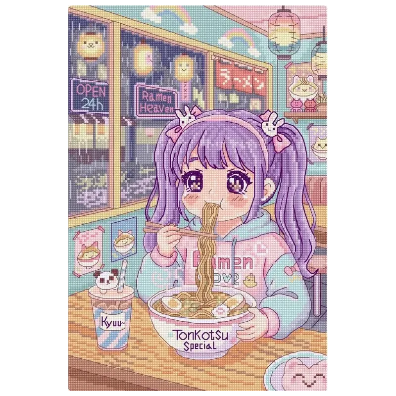 Kit point de croix "Ramen Day" 18x27 cm L10-016